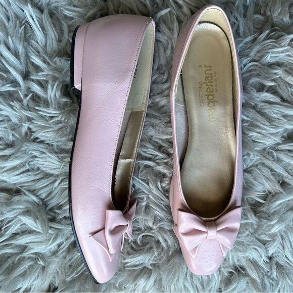 Magdesians vintage coquette pink bow leather ballet flats women’s shoe size 10 - Picture 2 of 10